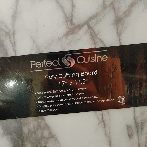 White grey marble poly cutting board 17"x 11.5" - Picture 2 of 2